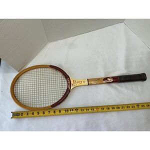 Vintage Spalding Ashley Cooper Professional Wood Tennis Racquet with Plaid Cover